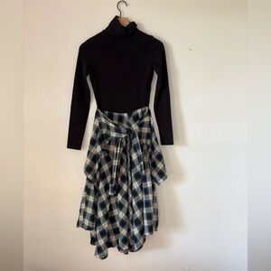 Maje Raprisera Tie Front Green Flannel Mockneck 
Dress Size 38